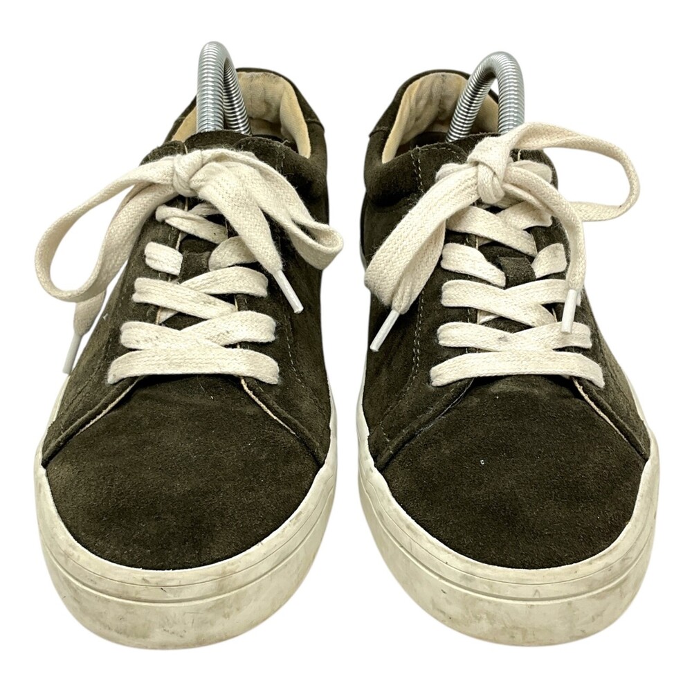 Frye Size 8.5 Kerry Sneakers Dark Green Suede Low Top White Laces Women's - Picture 2 of 16